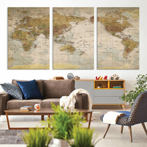 World Map Canvas Print – Detailed Map of the World Wall Art