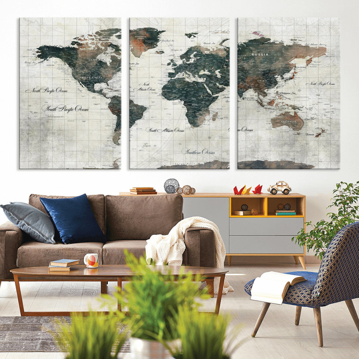 World Map Canvas Print – Framed Travel Map Wall Art for