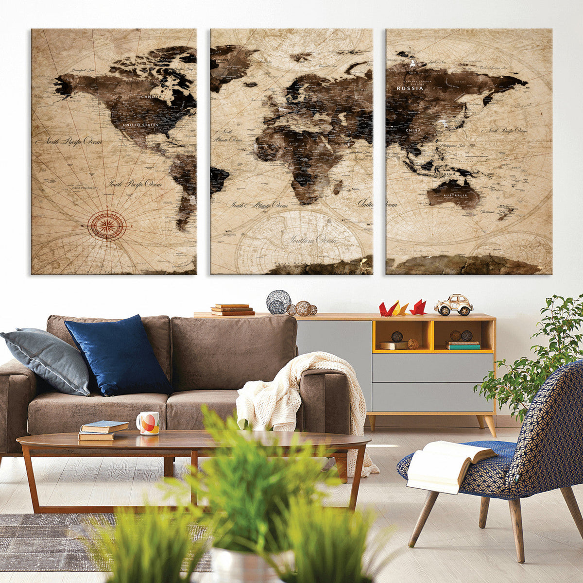 World Map Wall Art Canvas Print