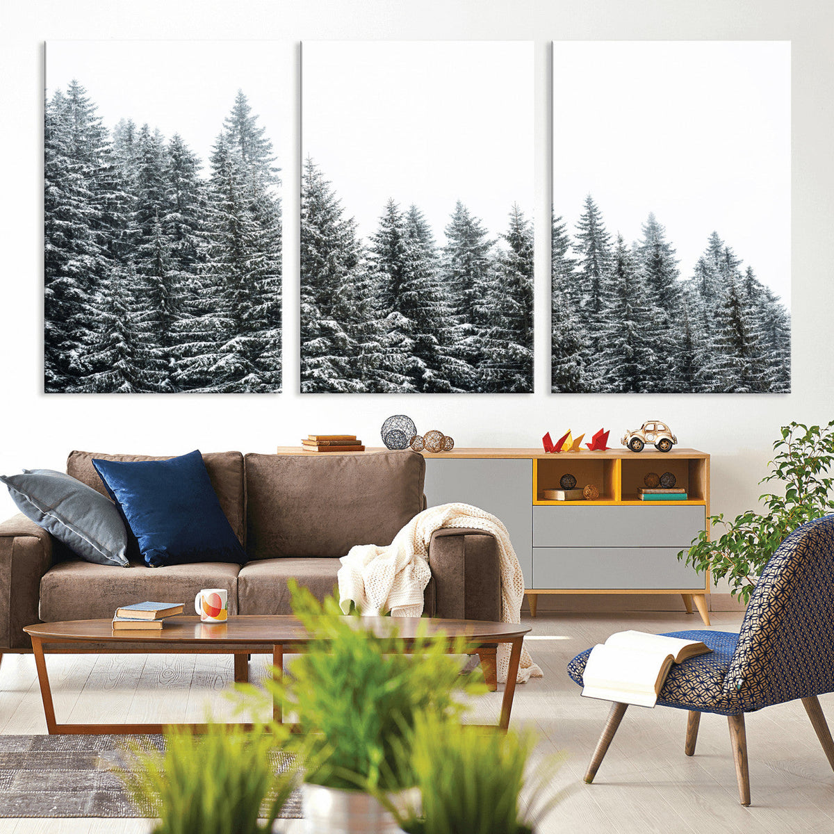 Misty Mountain Forest Canvas Print, Foggy Pine Trees Nature