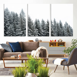 Misty Mountain Forest Canvas Print, Foggy Pine Trees Nature