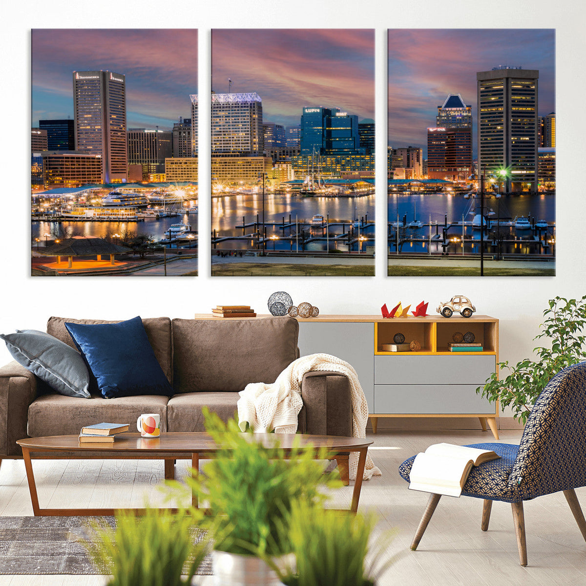 Baltimore Skyline Wall Art Canvas Print, Baltimore Downtown
