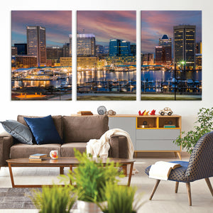 Baltimore Skyline Wall Art Canvas Print, Baltimore Downtown