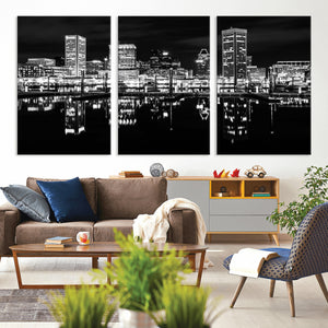 Baltimore Skyline Wall Art Canvas Print, Baltimore Downtown