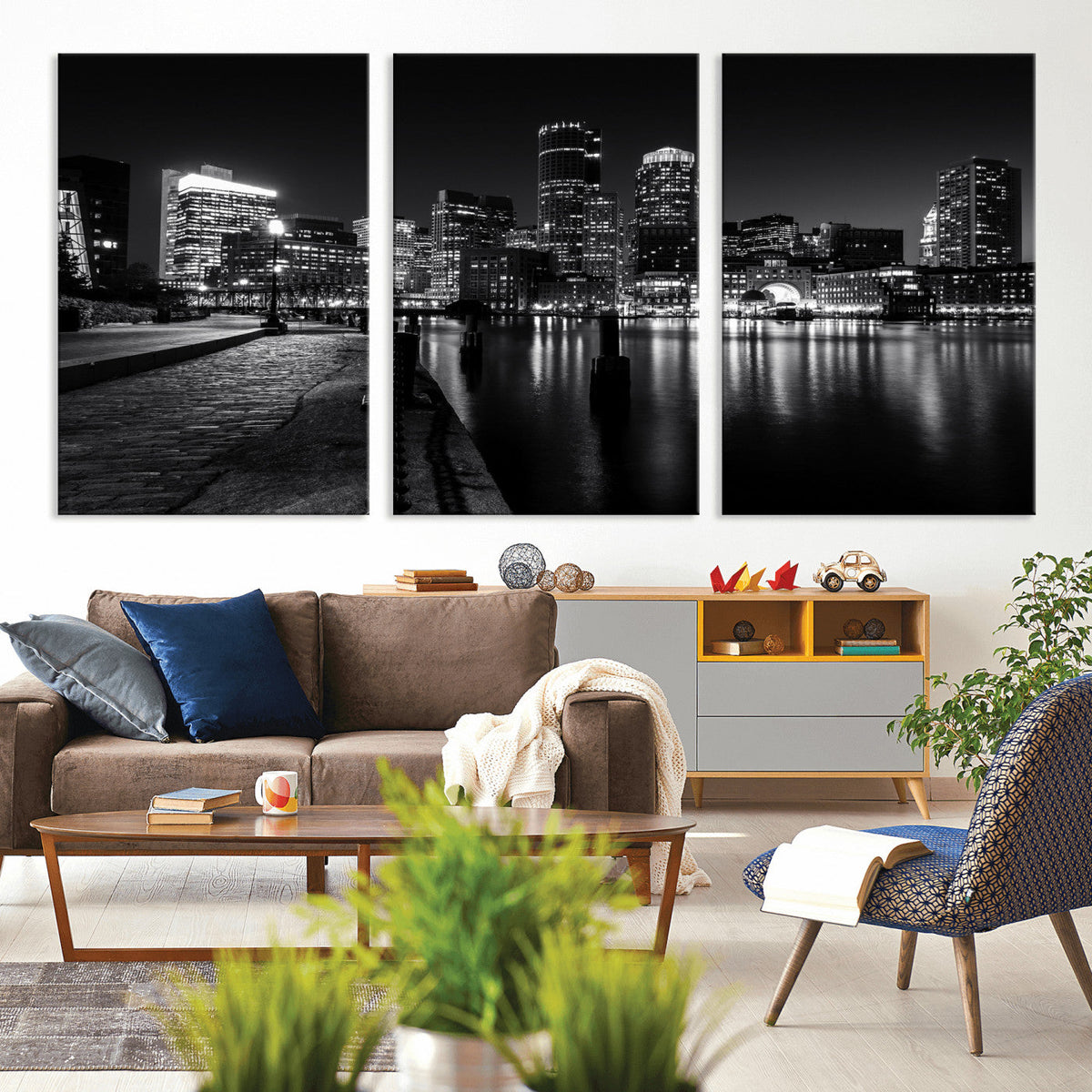 Boston Wall Art Canvas Print, Boston City Downtown Night