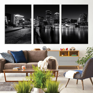 Boston Wall Art Canvas Print, Boston City Downtown Night