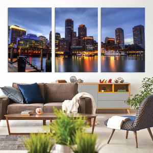 Boston Wall Art Canvas Print, Boston City Downtown Night