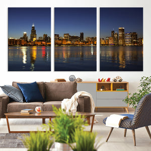 Chicago Wall Art Canvas Print - Chicago City Downtown Night