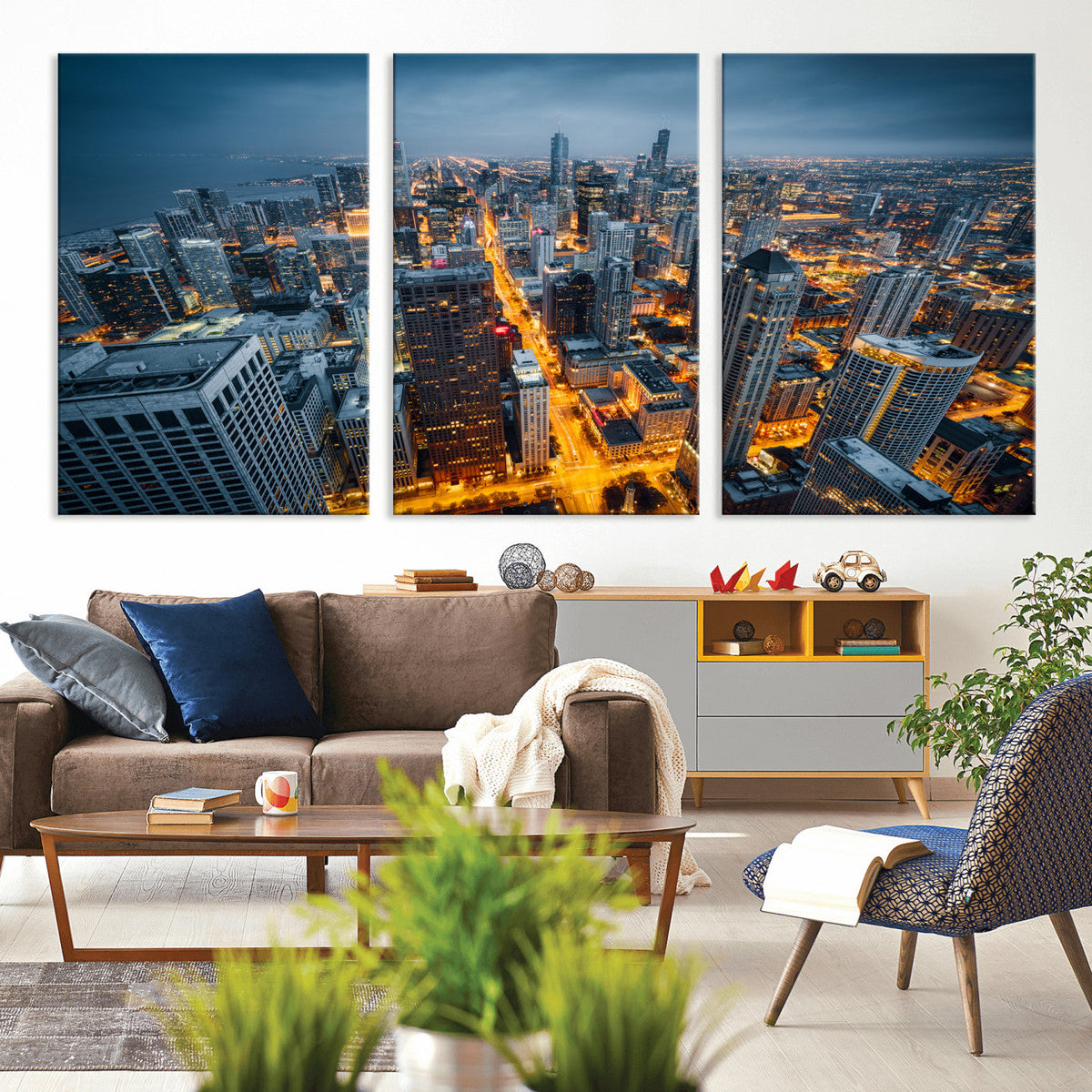 Chicago Wall Art Canvas Print - Chicago City Downtown Night