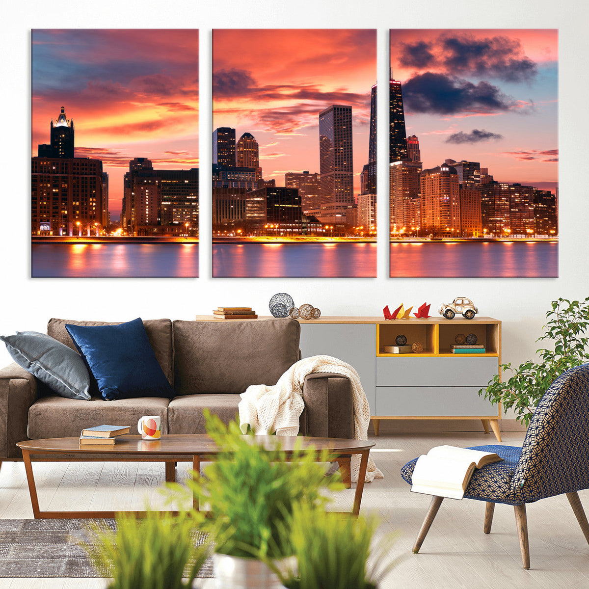 Chicago Wall Art Canvas Print - Chicago City Downtown Night