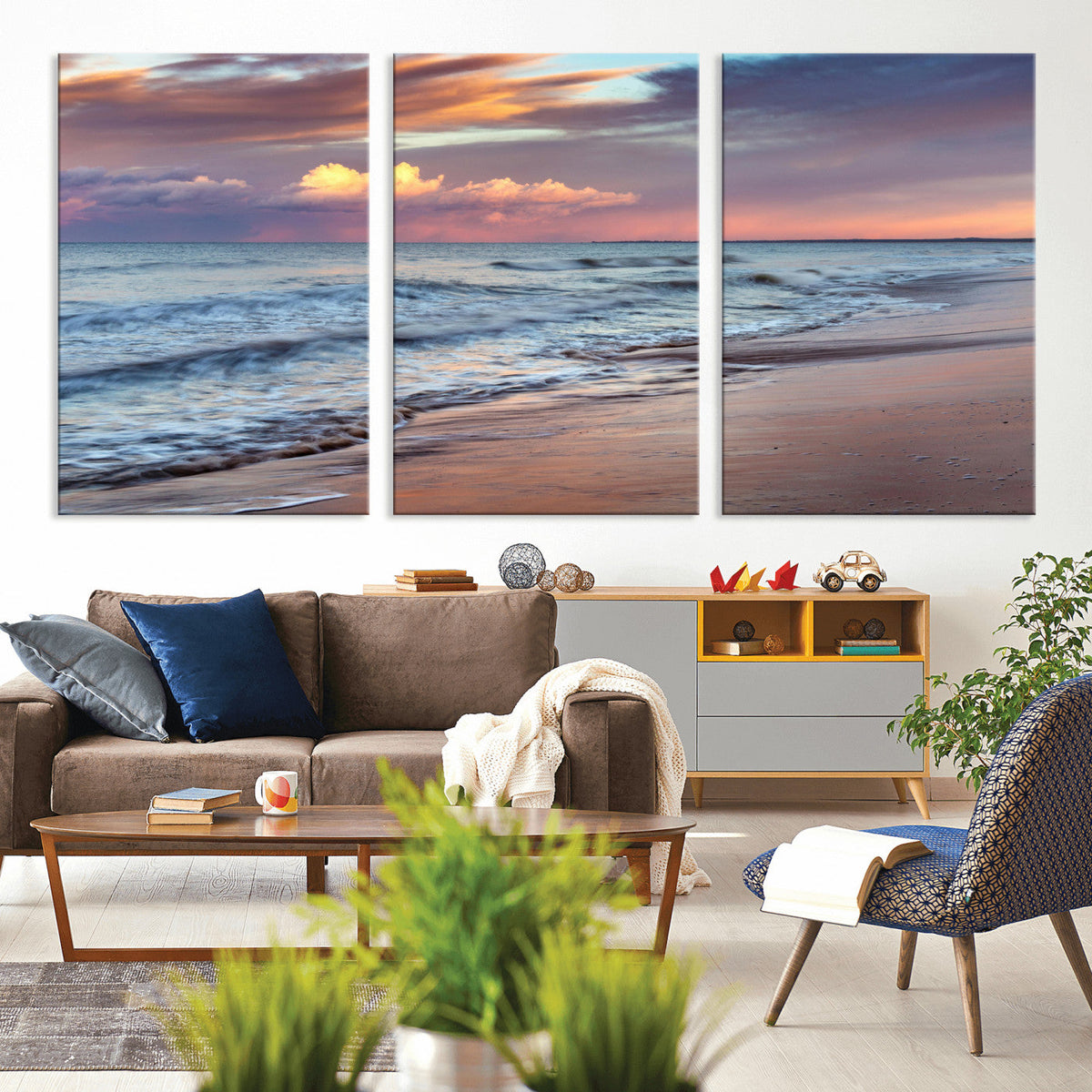 Ocean Sunset Wall Art Canvas Print – Coastal Beach
