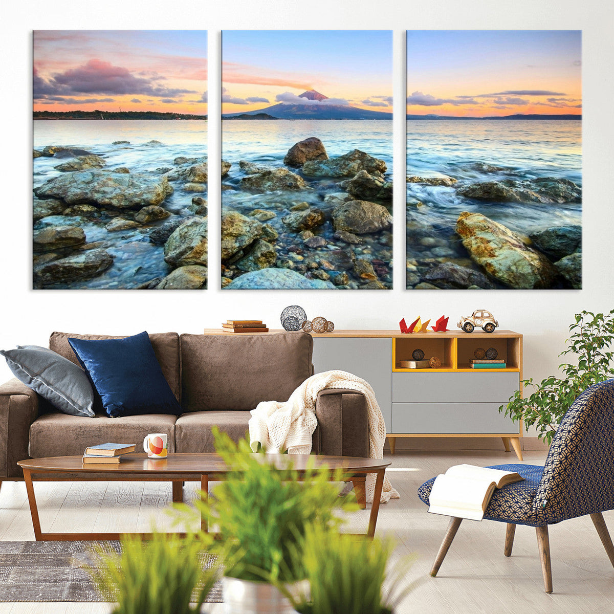 Mayon Volcano Seascape Wall Art Canvas Print, Tropical Ocean