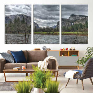 Yosemite Valley River Wall Art Canvas Print, Granite Cliffs