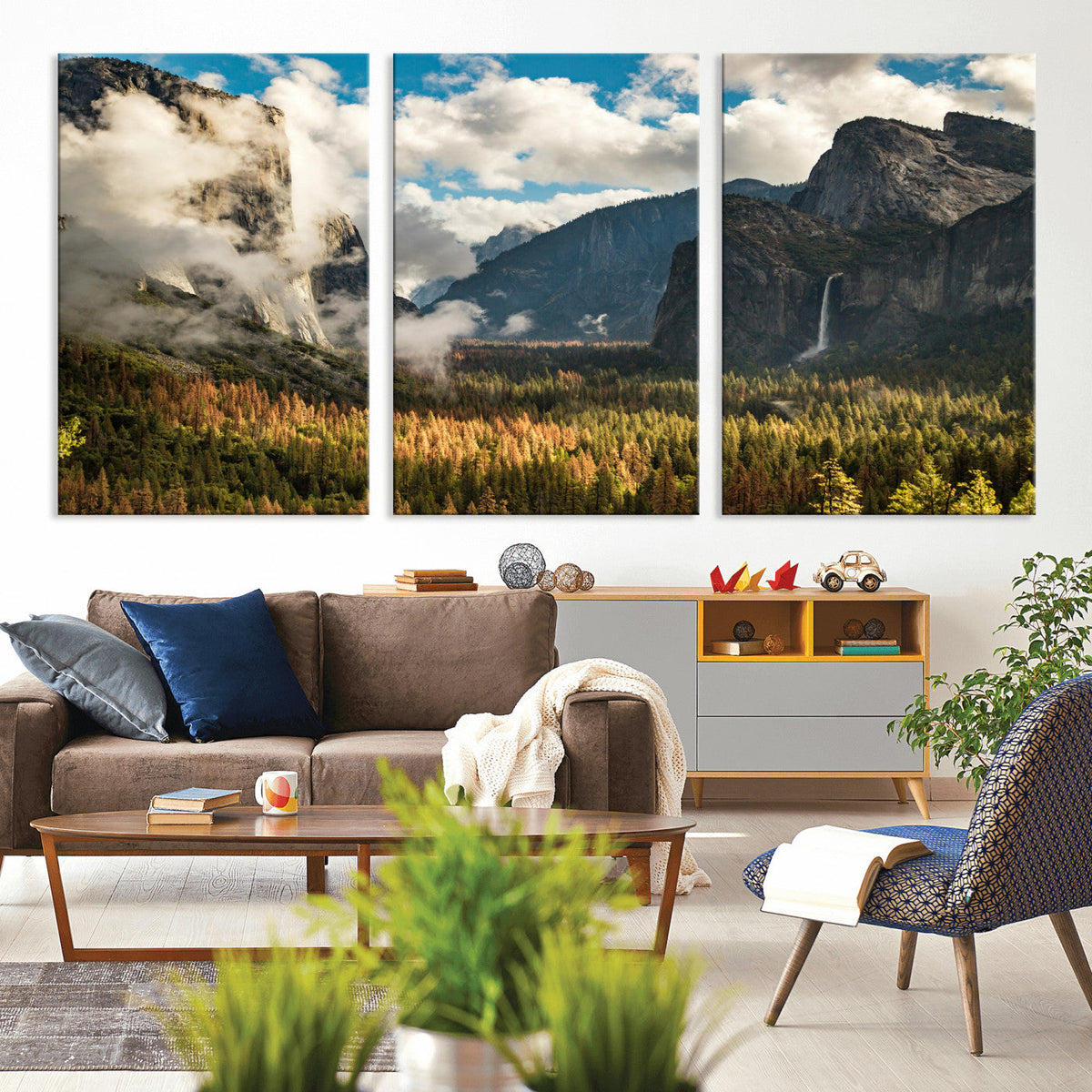 Yosemite Valley River Wall Art Canvas Print