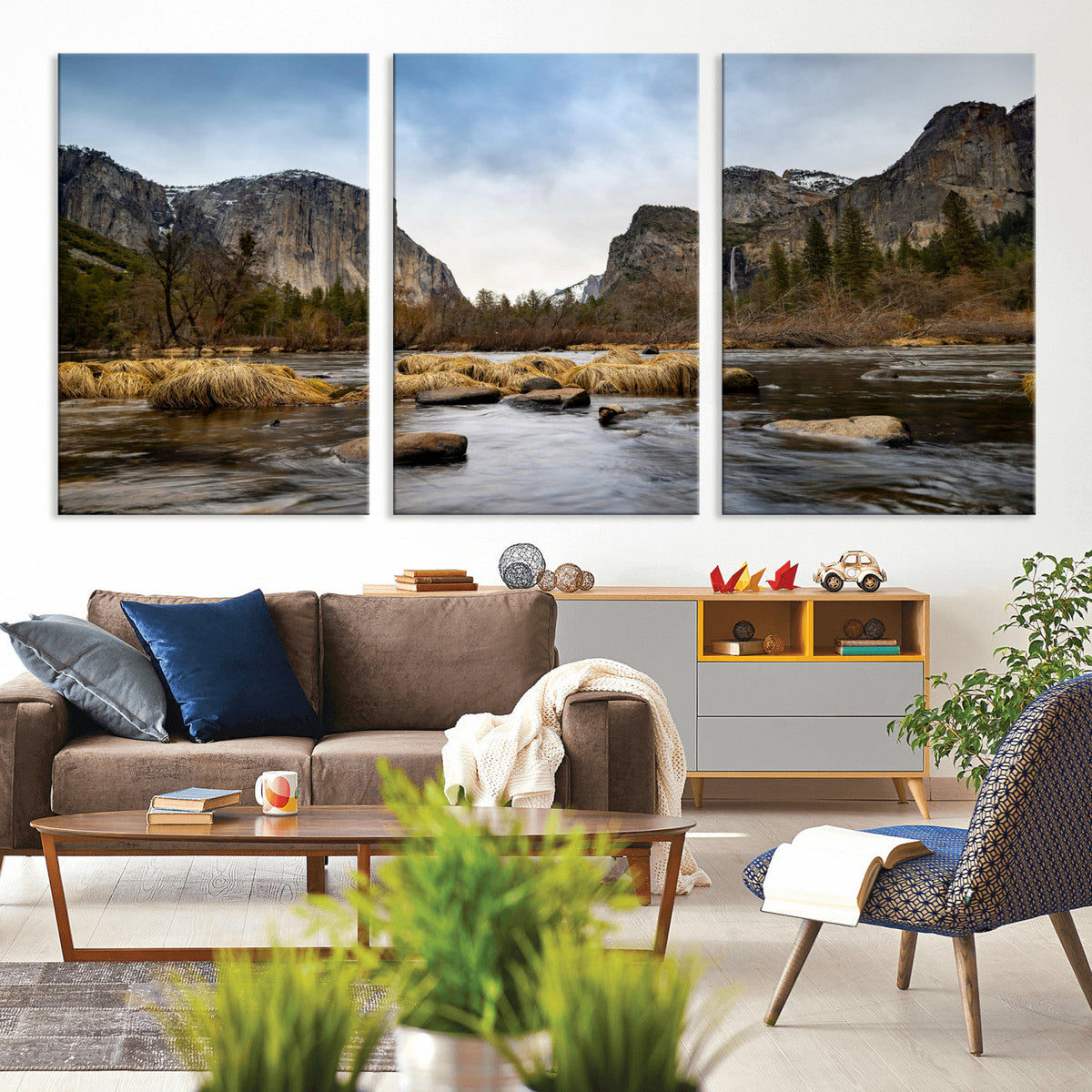 Yosemite Valley Mountain Landscape Wall Art Canvas Print,