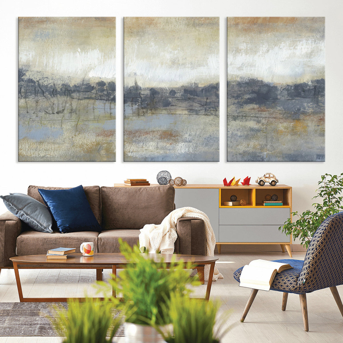Abstract Neutral Landscape Painting Wall Art