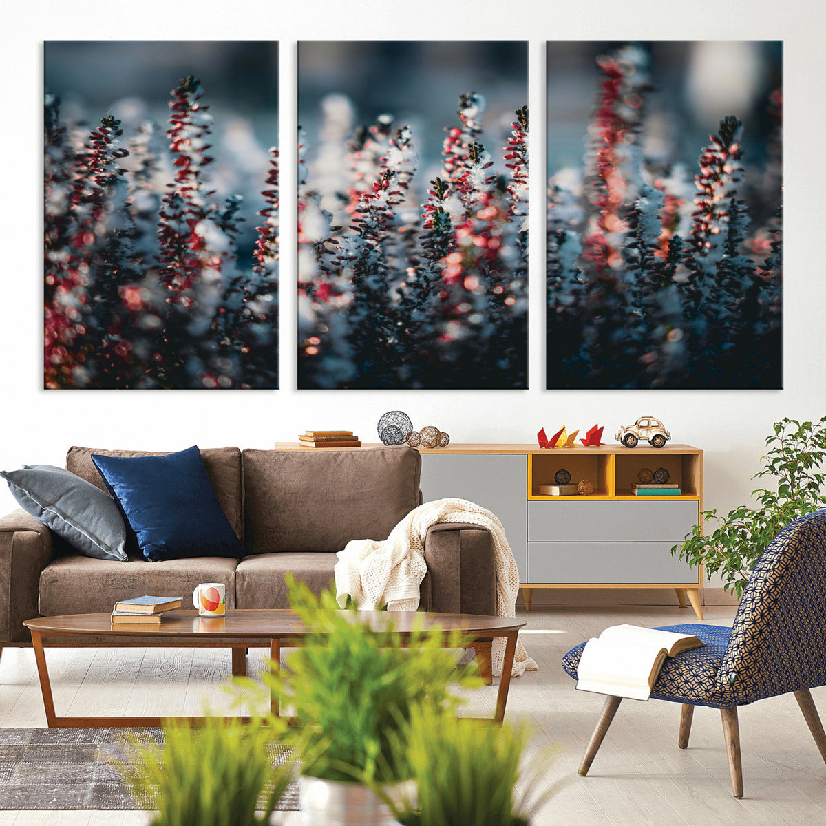 Winter Heather Wall Art Canvas Print, Frosted Floral Nature