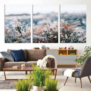 Frosted Fern Wall Art Canvas Print, Soft Winter Botanical