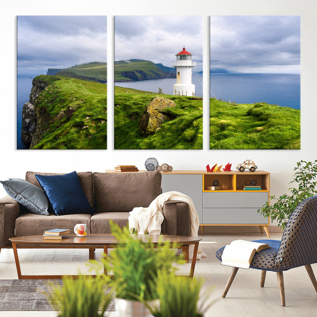 Cliffside Lighthouse Wall Art Canvas Print – Coastal