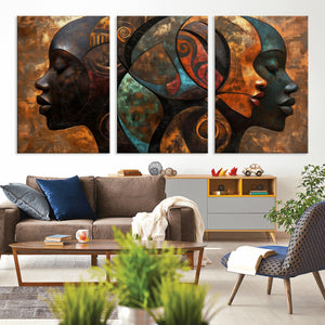 Abstract Afro American Women Wall Art Canvas Print
