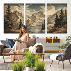 Drip Style Forest Lake Gold Art — Abstract Expressionist