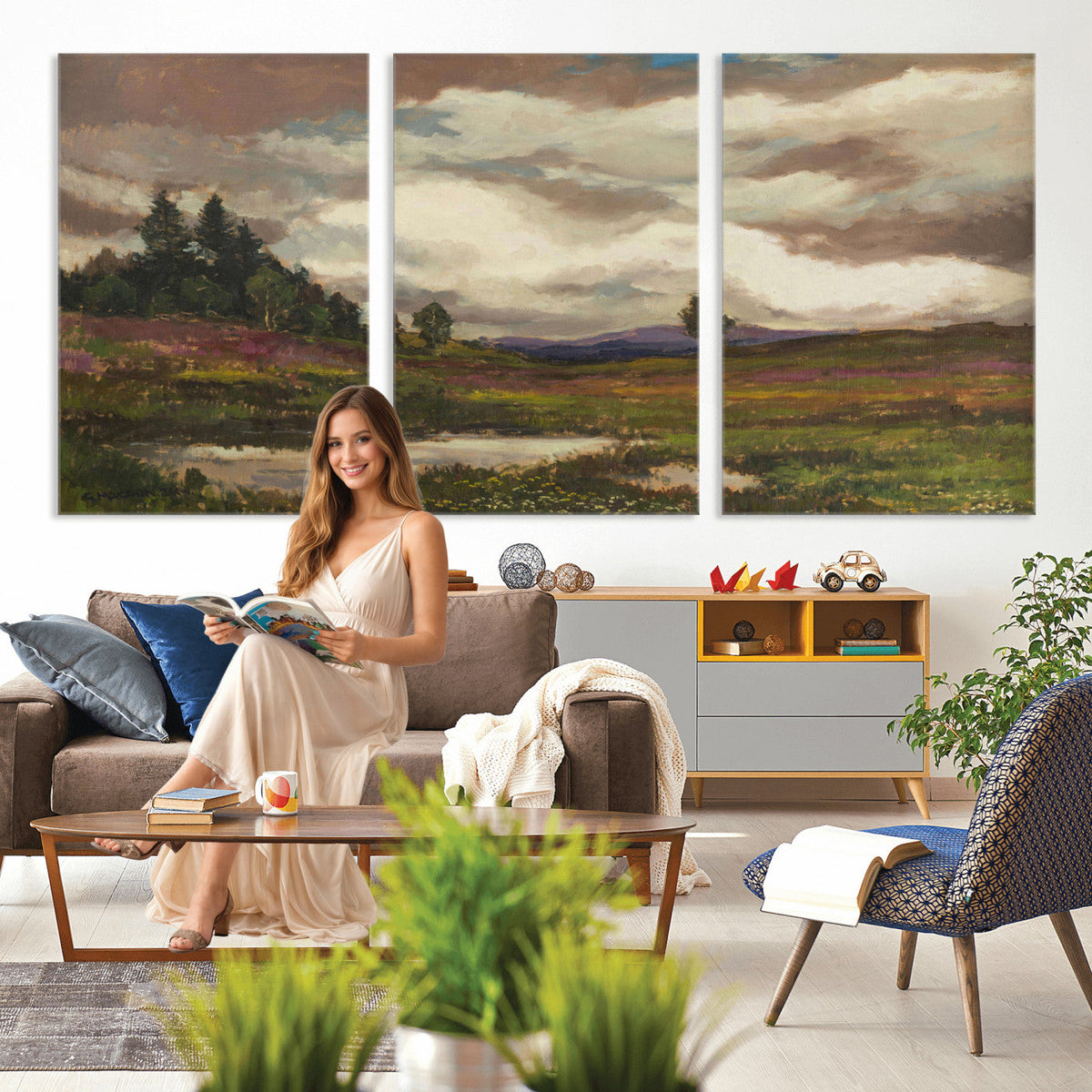 Gustav Macoun Heathland Canvas Print, Czech Landscape Oil
