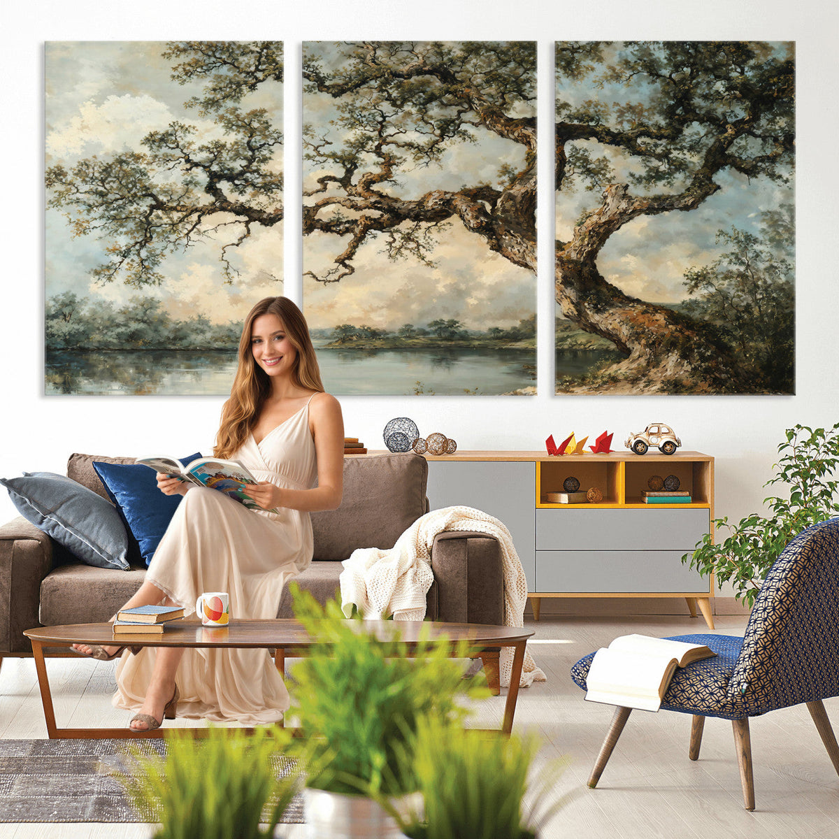 Old Oak Tree Canvas Wall Art, Turner Inspired Romantic