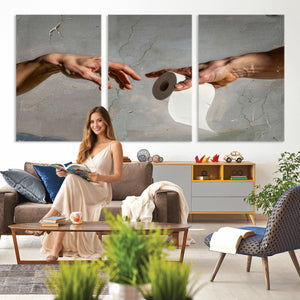 Funny Bathroom Wall Art Canvas, Creation of Toilet Paper