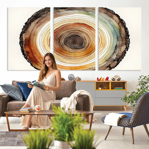 Natural Wood Slice Wall Art Canvas Print, Tree Ring Wall