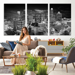 Charlotte Skyline Canvas Wall Art Print – North Carolina Cityscape Photography Print