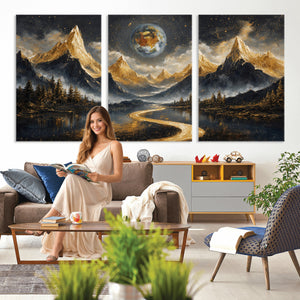 Abstract Mountain Wall Art Canvas Print Modern Landscape Painting Print