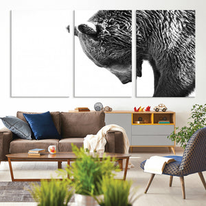 Black and White Grizzly 399 Bear Canvas Print Wall Art |