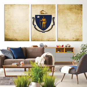 Massachusetts Flag Wall Art Canvas Print