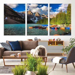 Moraine Lake 3-Panel Wall Art, Majestic Mountain and Lake