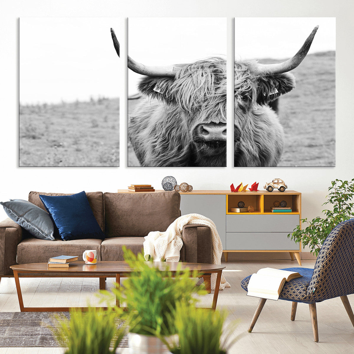 Newfoundland Cow Art Wall Art, Black White Cow Art Wall Art