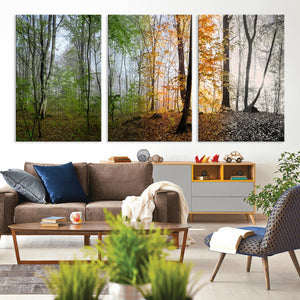 Four Seasons Wall Art Forest Canvas Print – Triptych