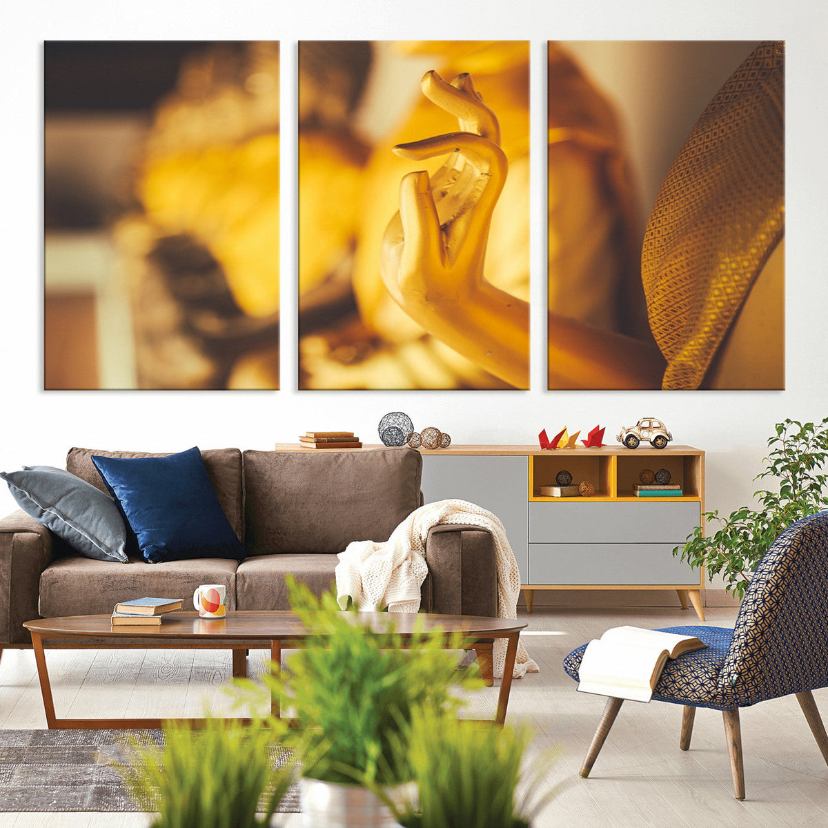 Gold Buddha Statue Hands Wall Art Canvas Print