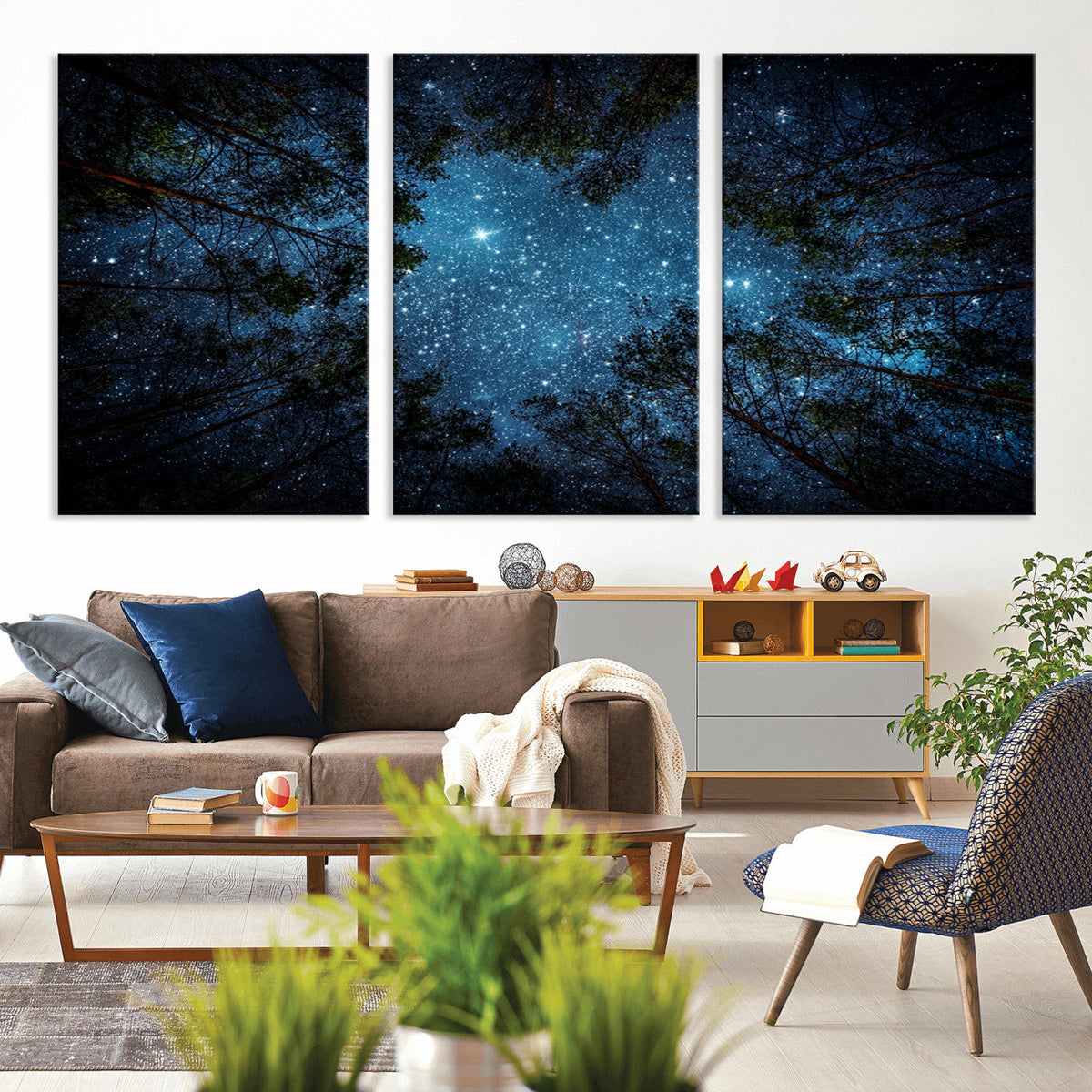 Forest and Stars Wall Art Canvas Print
