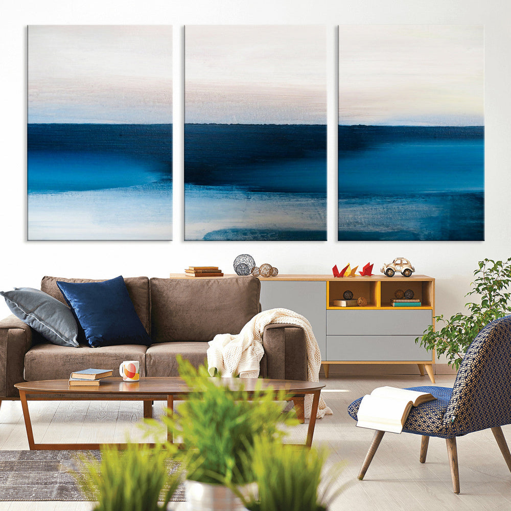 Dark Blue Abstract Wall Art Canvas Print