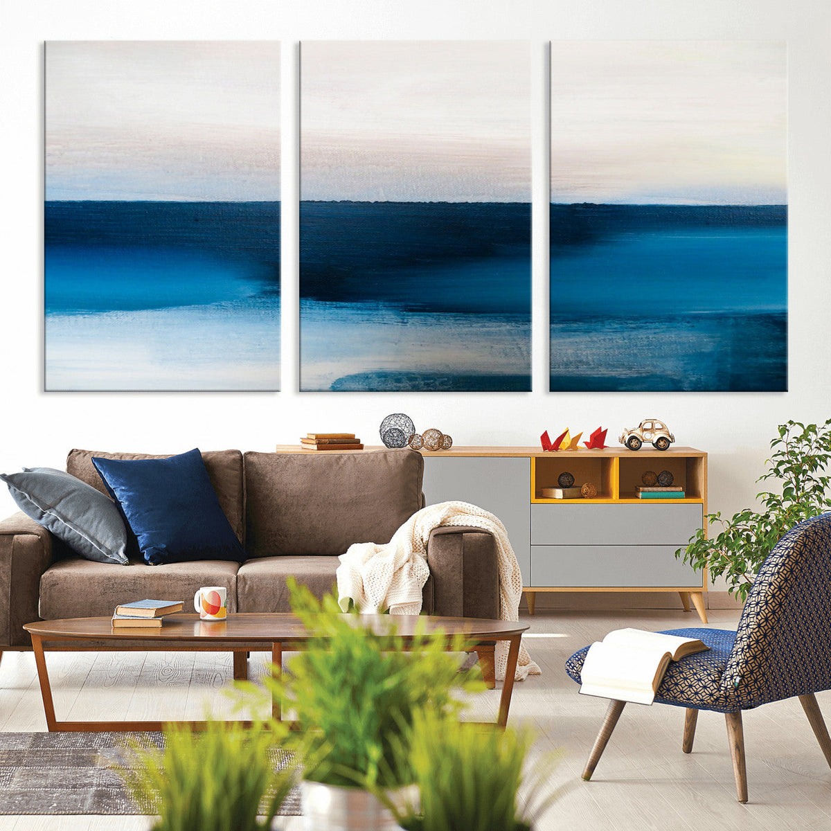 Dark Blue Abstract Wall Art Canvas Print