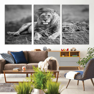 King Forest Lion Wall Art Canvas Print – Framed Majestic