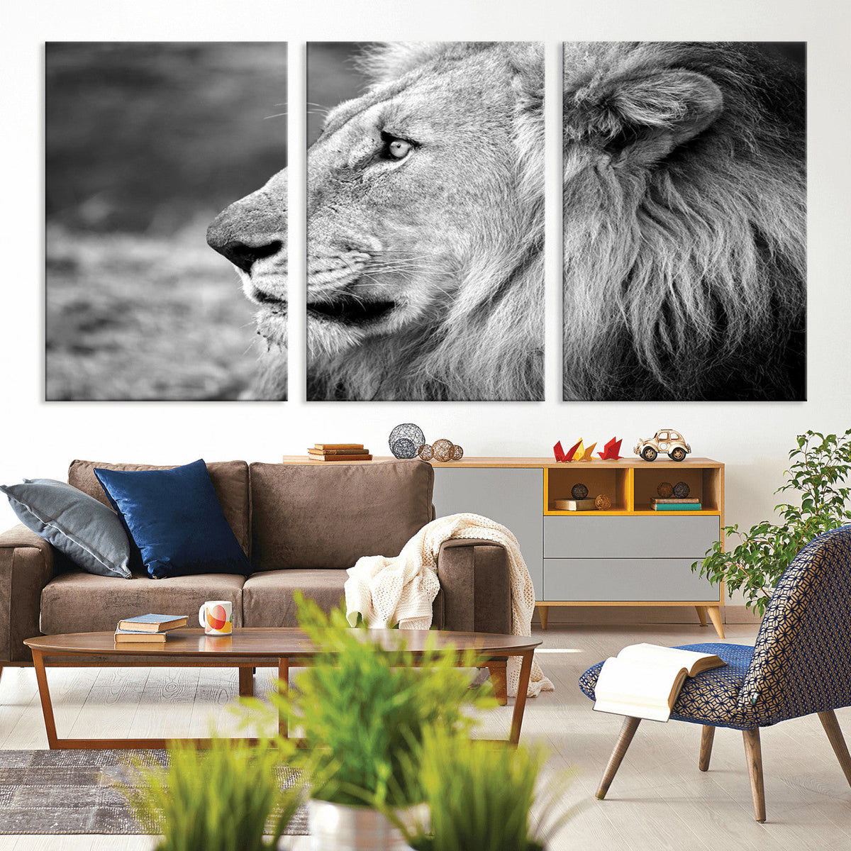 Lion Wall Art Canvas Print – Framed Majestic Wildlife