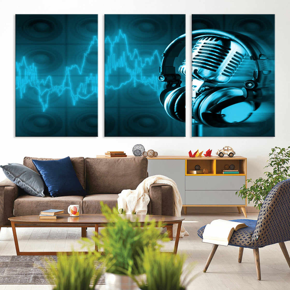 Music and Microphone Wall Art Canvas Print