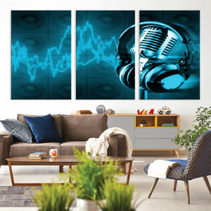 Music and Microphone Wall Art Canvas Print
