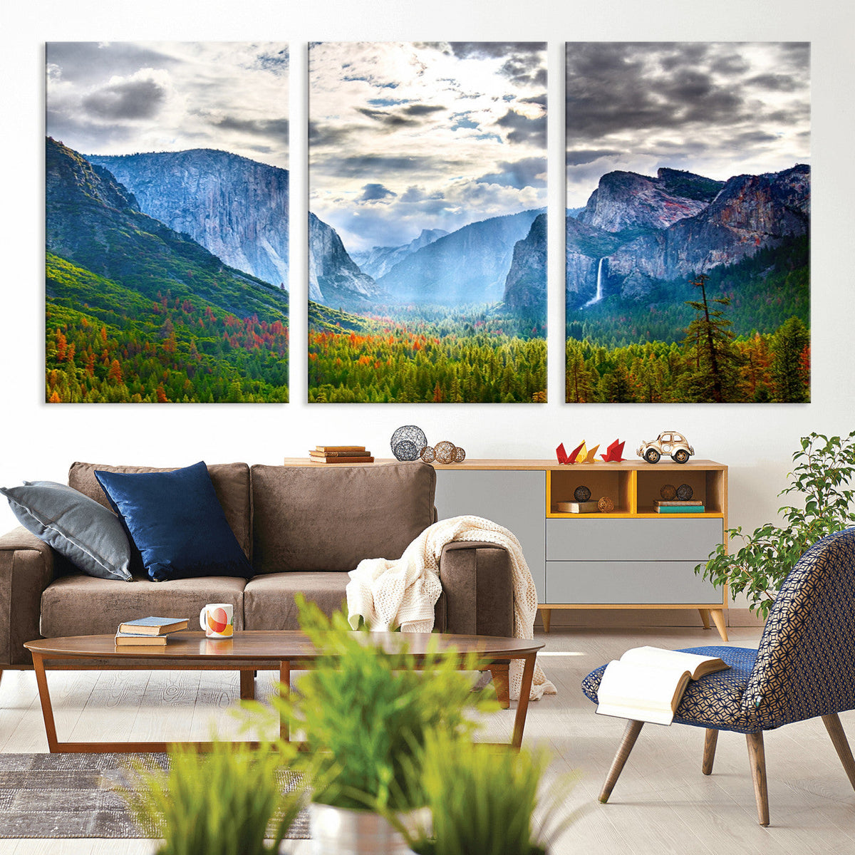 Yosemite Park Half Dome 3 Panel Canvas Print | Large Giclée