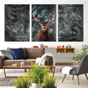 Wall Art Deer Art Animal Canvas, Framed Wall Art Deer Canvas