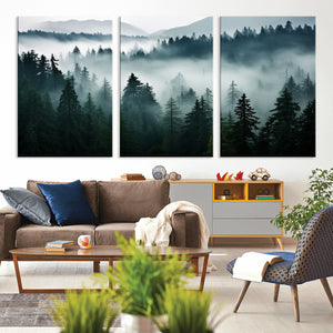 Captivating Misty Forest Wall Art Canvas, Premium Canvas