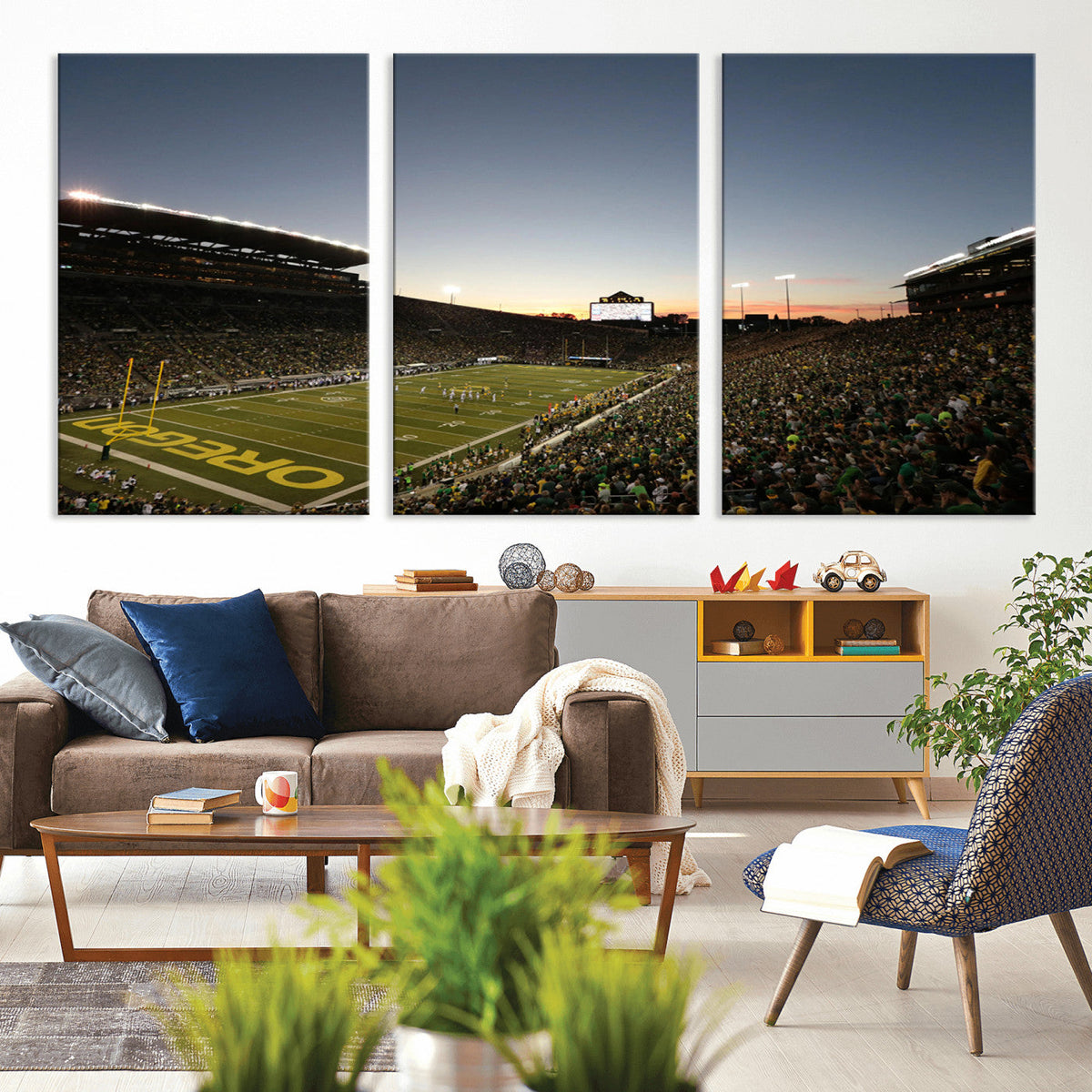 Oregon Ducks Football Team Print - Eugene Autzen Stadium