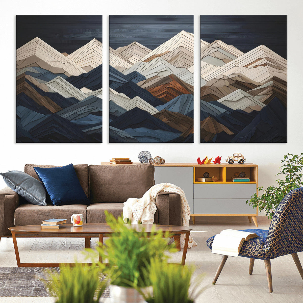 Mountain Wall Art – Modern Geometric Landscape Canvas Print,