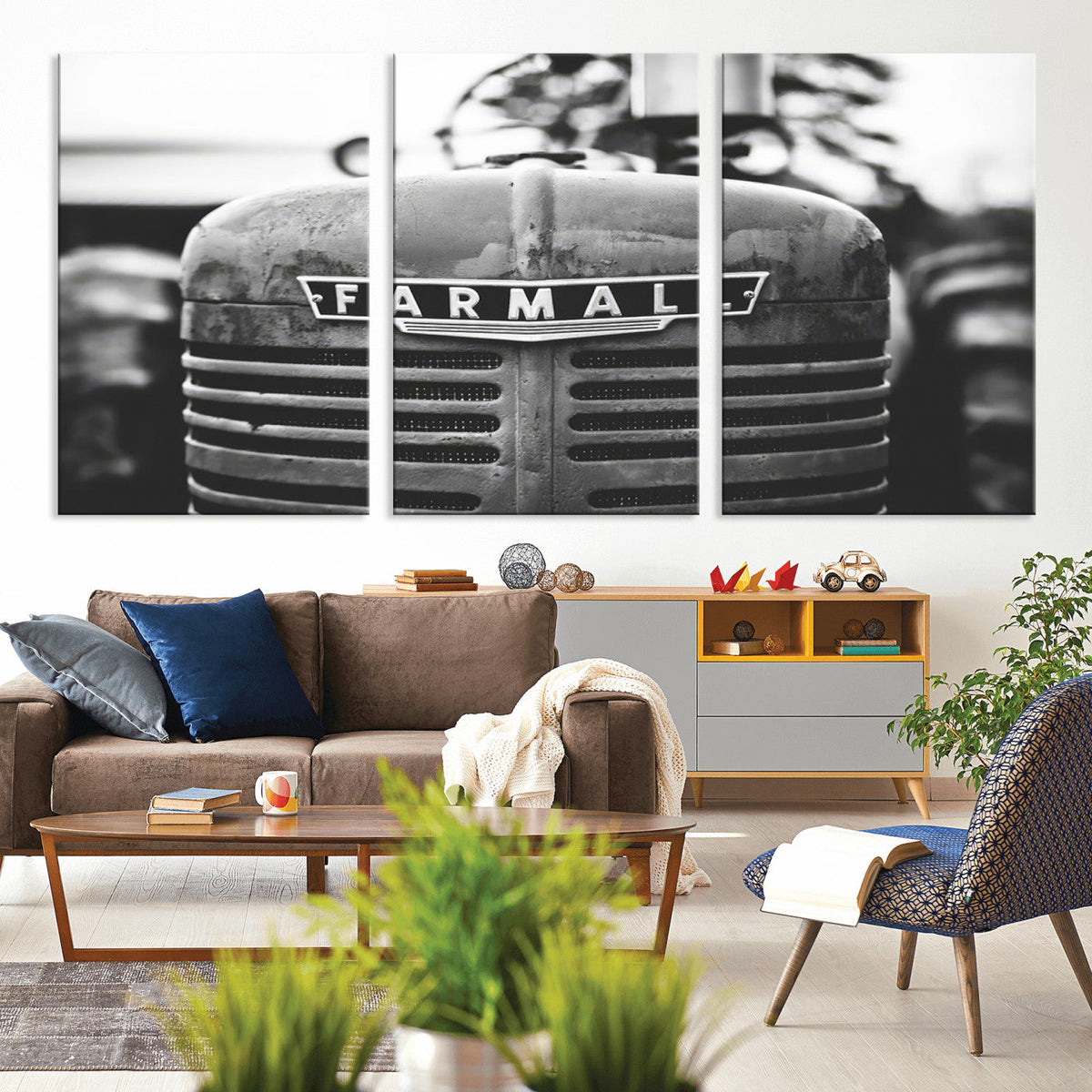 Vintage Farmall Tractor Wall Art Canvas Print, Rustic